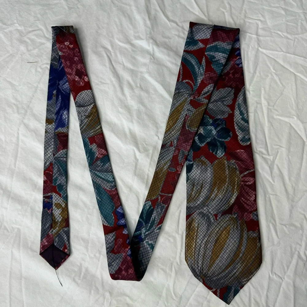 Vincent van Gogh Collection Neck Tie Floral Painting with Grid‎